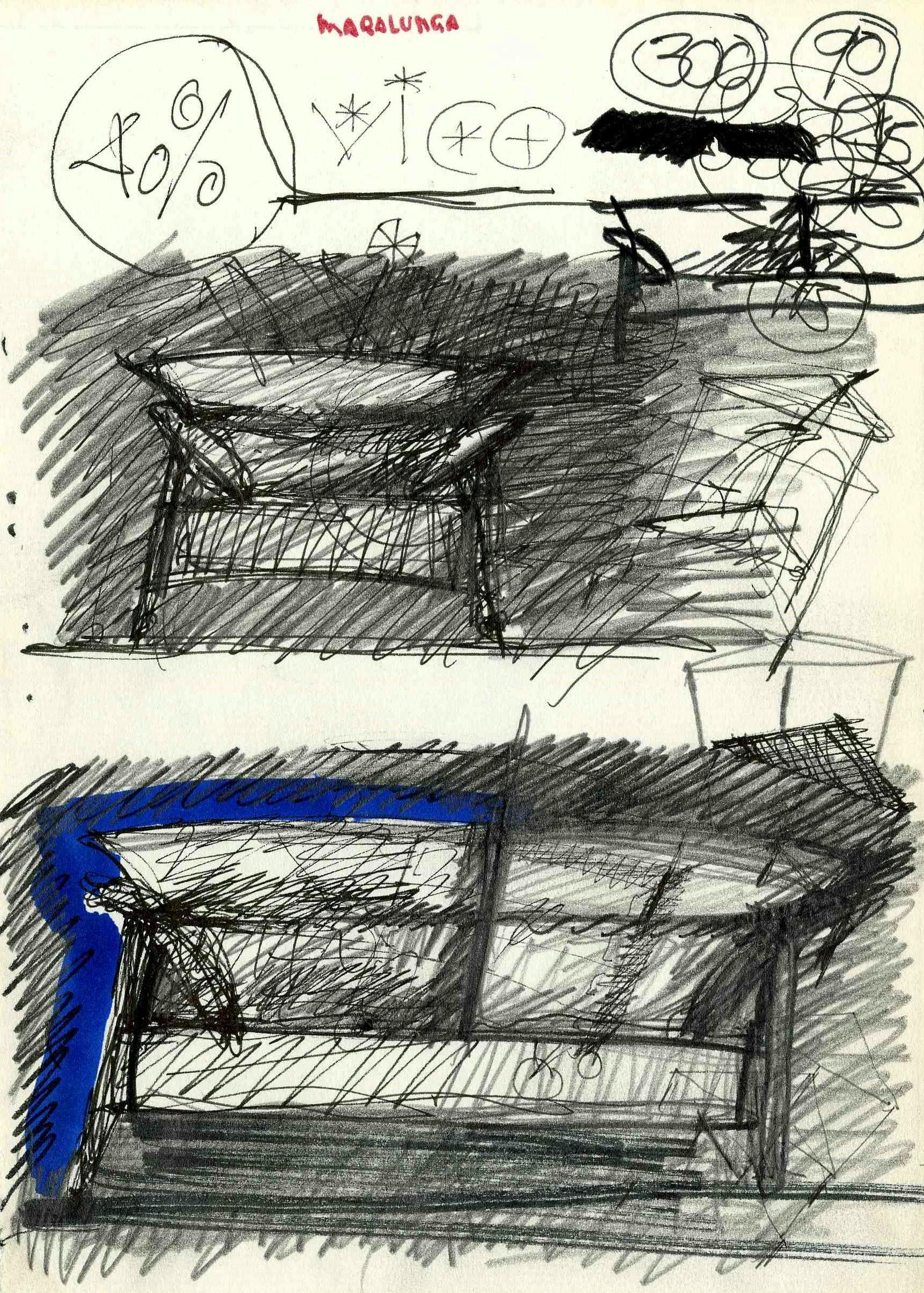 Drawing for sofa Maralunga © Archivio Studio Magistretti - Fondazione Vico Magistretti