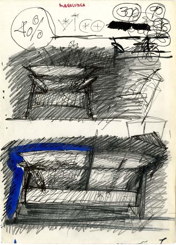 Disegno per divano Maralunga © Archivio Studio Magistretti - Fondazione Vico Magistretti